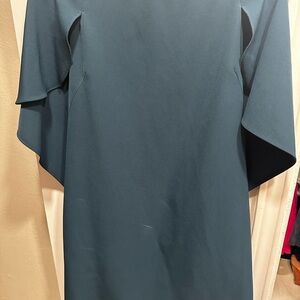 Milly Teal Dress with Cape Detail